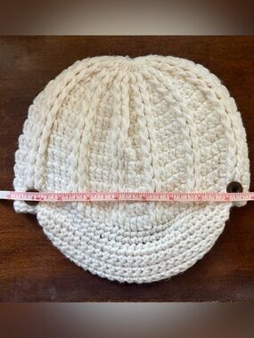 Chunky Knit Brim Beanie Hat in Cream